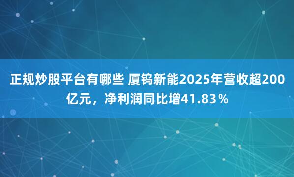 正规炒股平台有哪些 厦钨新能2025年营收超200亿元，净利润同比增41.83％